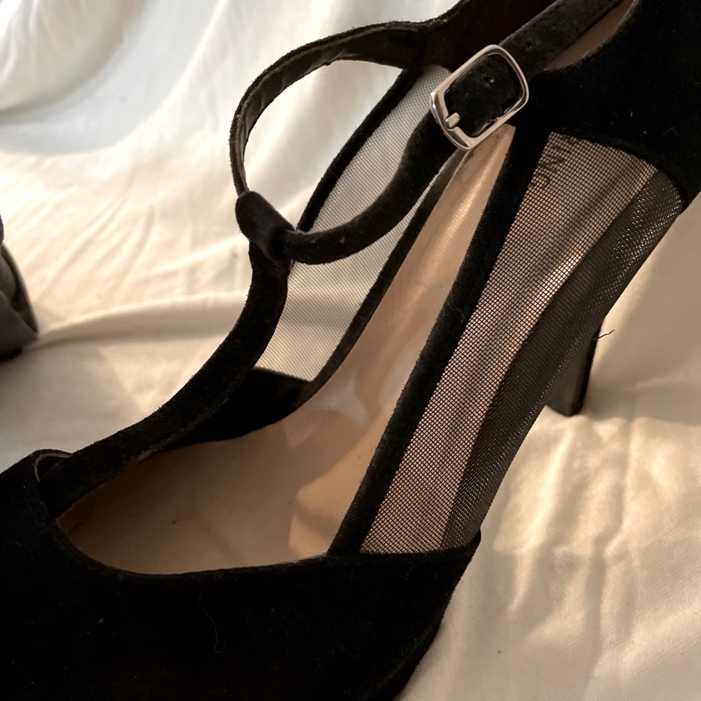 Suede T strap heels